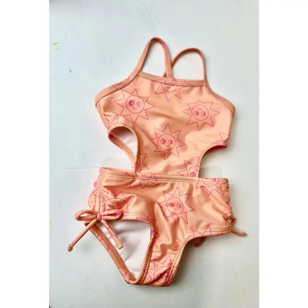 Cat & Jack Girls One-Piece Orange Sun Swimsuit Size 12 Months, Sunshine!